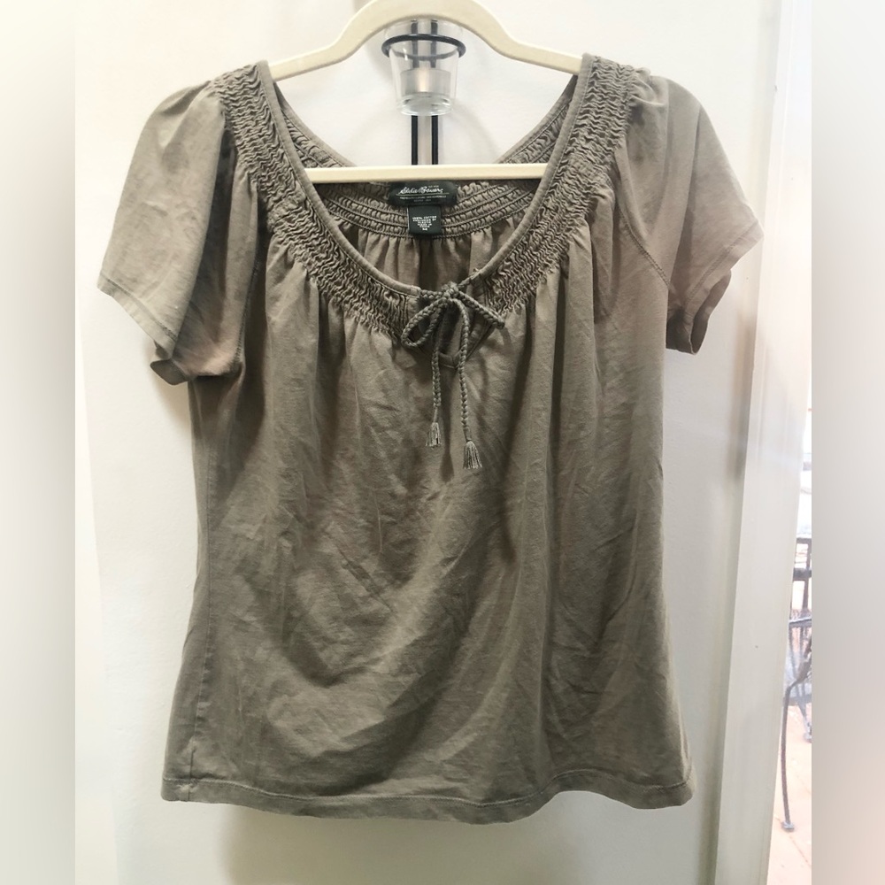 Eddie Bauer Taupe Short Sleeve Blouse